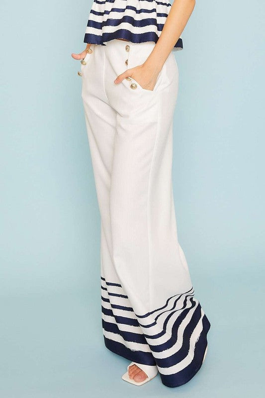 Dropship White Striped Casual Drawstring Wide Leg Pants With Pockets to  Sell Online at a Lower Price | Doba
